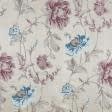 Тканини портьєрні тканини - Декоративна тканина Палмі / Palmi квіти рожеві, блакитні фон мушля