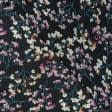 Тканини для спідниць - Шовк штучний жатка принт дрібні квіти на чорному