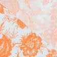 Тканини котон, джинс - Котон SCINTILLA квіти помаранчеві на білому