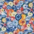 Тканини для декору - Дралон принт Гета /GETA мушлі кольорові фон сіро-блакитний