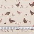 Тканини для скатертин - Напівпанама ТКЧ набивна прогулянка з курчатами колір коричневий