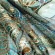 Тканини для штанів - Шифон натуральний жакард атлас огірки зигзаг коричневий/зелений