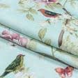 Ткани портьерные ткани - Декоративная ткань Цветы колибри  фон лазурь