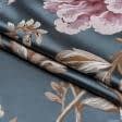 Ткани для декоративных подушек - Декоративная ткань Палми / Palmi цветы бежево-розовые фон морская волна