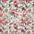 Ткани портьерные ткани - Декоративная ткань  Гибискус /ANNIVERSARY  цвет красный, серый