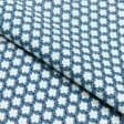 Тканини для костюмів - Котон піке CHANNY принт геометрія квіти білі на синьому