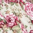Ткани для штор - Декоративная ткань панама Арезо цветы бордо