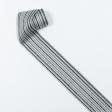 Тканини фурнітура і аксесуари для одягу - Тасьма Плейт смужка чорний, молочний, зі срібним люрексом 70мм (25м)