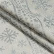 Ткани для скрапбукинга - Новогодняя ткань Голд снежинки цвет серебро