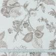Тканини гардинні тканини - Тюль рогожка Лейса квіти сіро-бежеві з обважнювачем