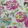 Тканини для рюкзаків - Декор нубук прінт великі квіти яскраво рожевий,зелена бірюза