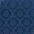 Ткани для декора - Декоративная ткань Дамаско вензель синяя