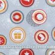 Ткани для скрапбукинга - Декоративная новогодняя ткань лонета Игрушки/X-MAS CAP фон серый