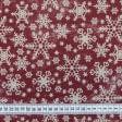 Ткани портьерные ткани - Декоративная новогодняя ткань Руакана снежинки фон бордо