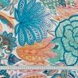 Ткани для декоративных подушек - Декоративная ткань Лонета Паола цветы/ paola  синий