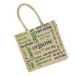 Тканини мішковина - Сумка джутова  шоппер organik  green (ручка 53 см)