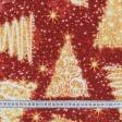 Тканини для штор - Новорічна тканина лонета Ялинка золото, червоний