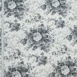 Ткани для штор - Декоративная ткань лонета Андреа букет пион серый