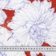 Тканини креп - Платтяний креп принт білі квіти на теракотовому