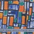 Тканини для блузок - Шифон євро принт прямокутники  помаранчеві/зелені/сині