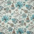 Тканини атлас/сатин - Декоративна тканина сатен Ананда квіти, синій, коричневий