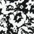 Тканини для суконь - Штапель Фалма принт великі білі квіти на чорному