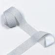 Ткани для одежды - Репсовая лента Тера горох мелкий белый, фон серый 34 мм