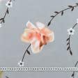 Тканини для постільної білизни - Бязь набивна ГОЛД DW персикові квіти на сірому  фоні