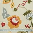 Тканини для штор - Декоративна тканина Камілла квіти червоні, фон крем
