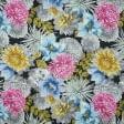 Ткани портьерные ткани - Жаккард-принт Жани цветы фуксия фон черный