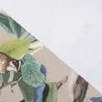 Ткани для штор - Декоративная ткань Птицы на магнолии зеленый фон бежевый