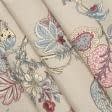Ткани портьерные ткани - Декоративная ткань панама Рамас /RAMAS цветы мелкие, бордова