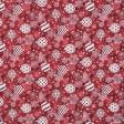 Ткани новогодние ткани - Декоративная новогодняя ткань лонета Елочные игрушки /NATAL фон красный