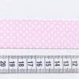 Тканини фурнітура і аксесуари для одягу - Репсова стрічка Тера горох дрібний білий, фон рожевий 34 мм