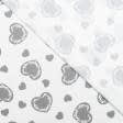Ткани для римских штор - Декоративная ткань Сердечки серые фон молочный СТОК