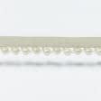 Ткани готовые изделия - Репсова лента с бусинами цвет крем, молочный 25 мм