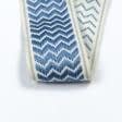 Ткани фурнитура для декора - Тесьма Трейп зиг-заг синий фон крем 50 мм