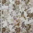 Тканини для перетяжки меблів - Декор нубук прінт квіти карамель,сизий,бєж