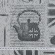 Ткани хлопок смесовой - Ткань с акриловой пропиткой Чаепитие в Лондоне фон серый