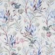 Ткани для римских штор - Декоративная ткань Птичий мир синий,розовый, фон молочный