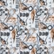 Ткани для декора - Декоративная ткань лонета Канарио птички серый,коричневый