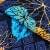 Штапель фалма принт велике листя на темно-синьому