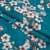 Декоративный велюр принт сакура / blossom цвет бирюза