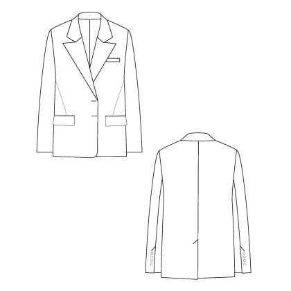 Тканин выкройки/лекала - Выкройка Пиджак-01 размер XS, S, М, L, XL, XXL 2