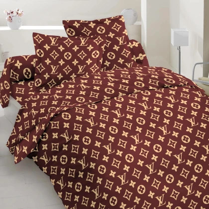 Тканини бавовняні сумішеві - Бязь набивна голд НТ  принт Louis Vuitton