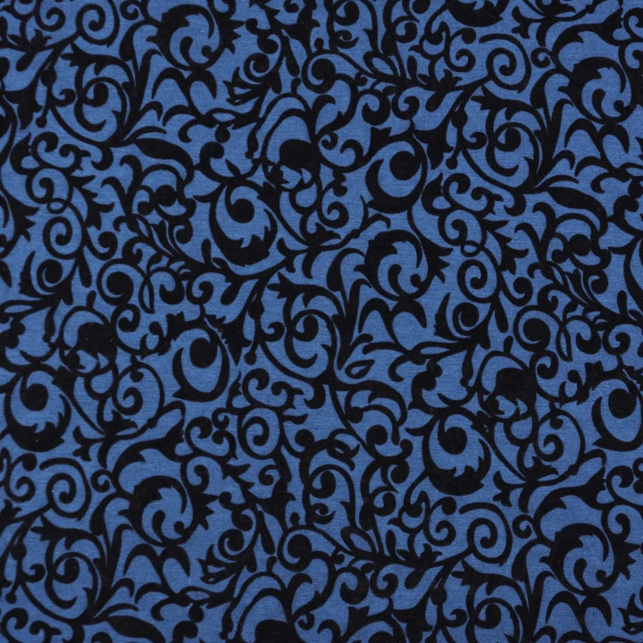 Трикотаж флок чорний/бірюзовий