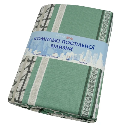 Тканини комплект постільної білизни - КПБ полуторний бязь МАРМУР зелений (2 наволочки 70х70) 2