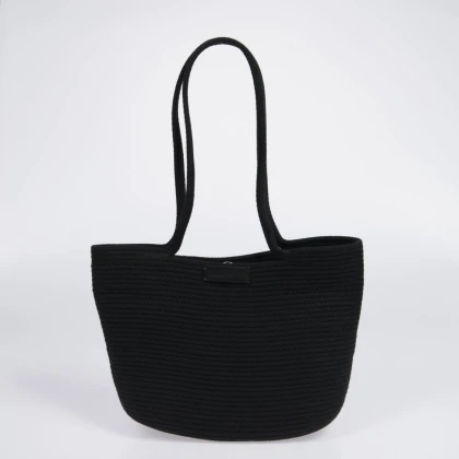 Тканин taka sumka - Сумка с шнура Knot Bag средняя черная  М 2