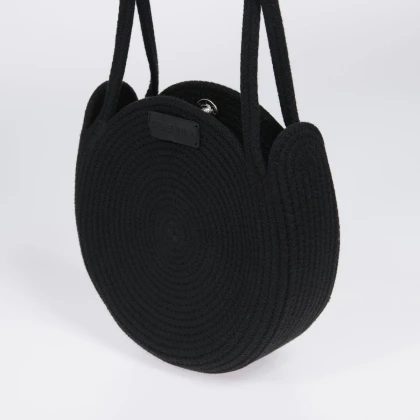 Тканини сумка шопер - Сумка зі шнура Knot Bag кругла чорна  S 2