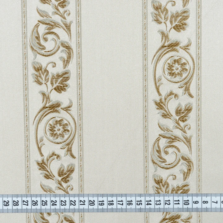 Портьєрна тканина Неллі смуга в'язь фон молочний, крем-брюле